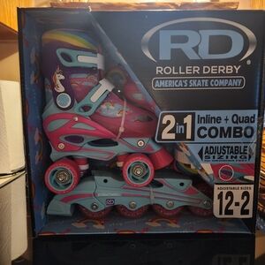 Kids' 2-in-1 Inline & Quad Combo Skates - Pink and Blue